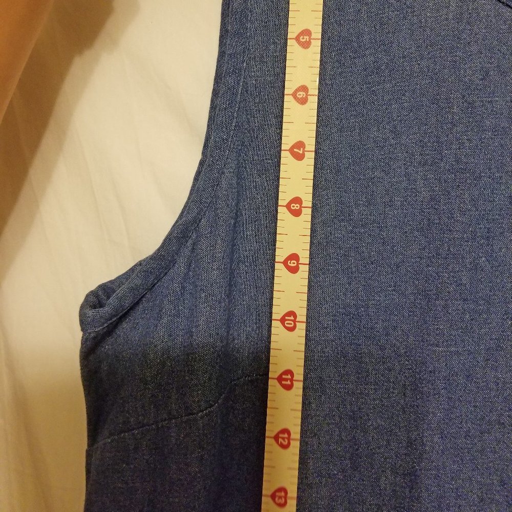 Sleeveless Denim  Maxi Dress with block paisley bottom. Size M/L - Picture 8 of 9